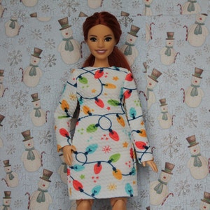 Handmade Christmas Clothes for Curvy size Fashion Doll. Dress for Dolls.