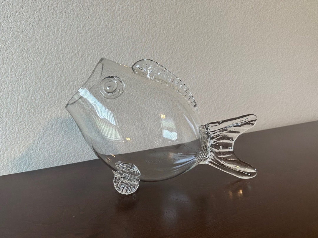 Vintage Clear Glass Fish Bowl Vase Blenko Style Art Etsy