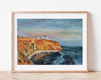 Point Vicente Lighthouse Horizontal 8x10 Giclée Art Print, Rancho Palos Verdes, Torrance, Southern California, Ocean, Sea, Nautical