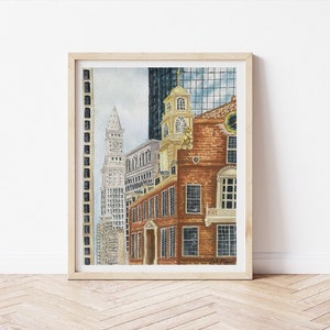 Boston  Giclée Print, Old State House, Boston Massachusetts City Scape Print by Leela Ann Art