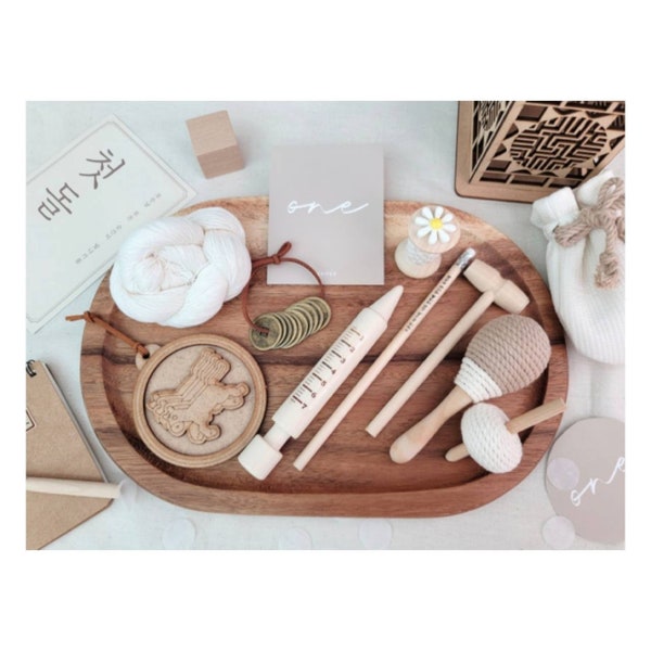 Wooden 9 piece dohl doljabi korean first birthday baekil korea modern minimal clean