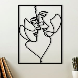 Lovers Wall Decor, Kissing Couple, Couple in Love Wall Art, Home Wall Art, Metal Wall Decor, Metal Art, Interior Design, Housewarming Gift