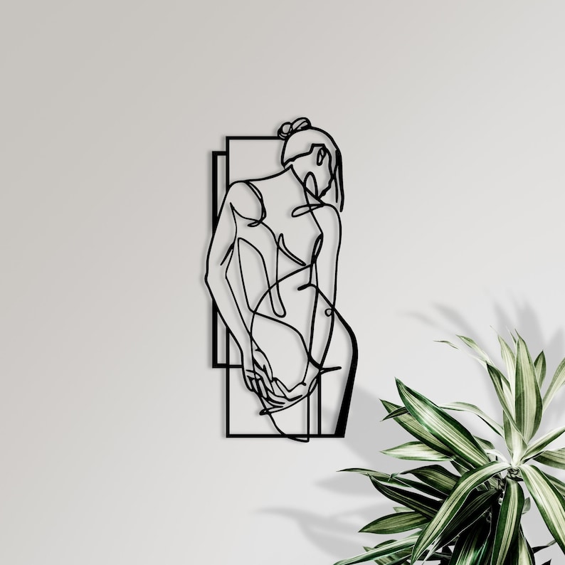 Decor Women, Minimalist Line Art, Home Wall Art, Metal Wall Decoration, Room Decor Aesthetic, Interior Design, House Gift, Nude body 