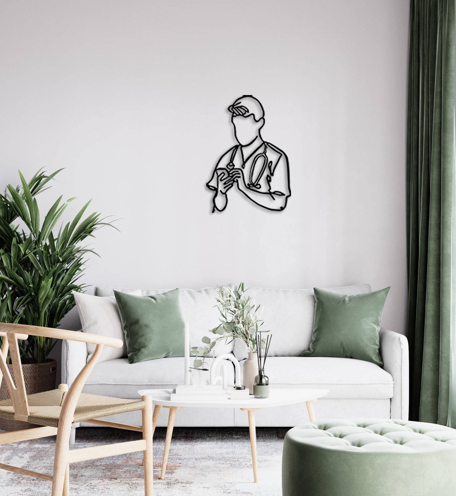 Doctor Metal Wall Decor Minimalist Line Art Home Wall Art Etsy