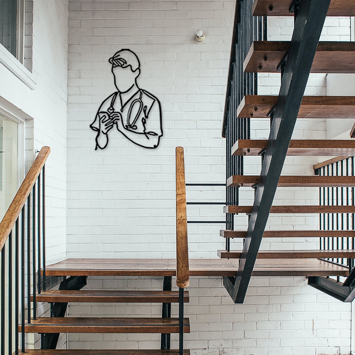 Doctor Metal Wall Decor Minimalist Line Art Home Wall Art Etsy