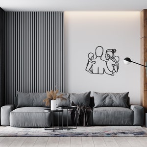 Family Metal Wall Decor, Mother Father Child Figure, Family Wall Photo ...
