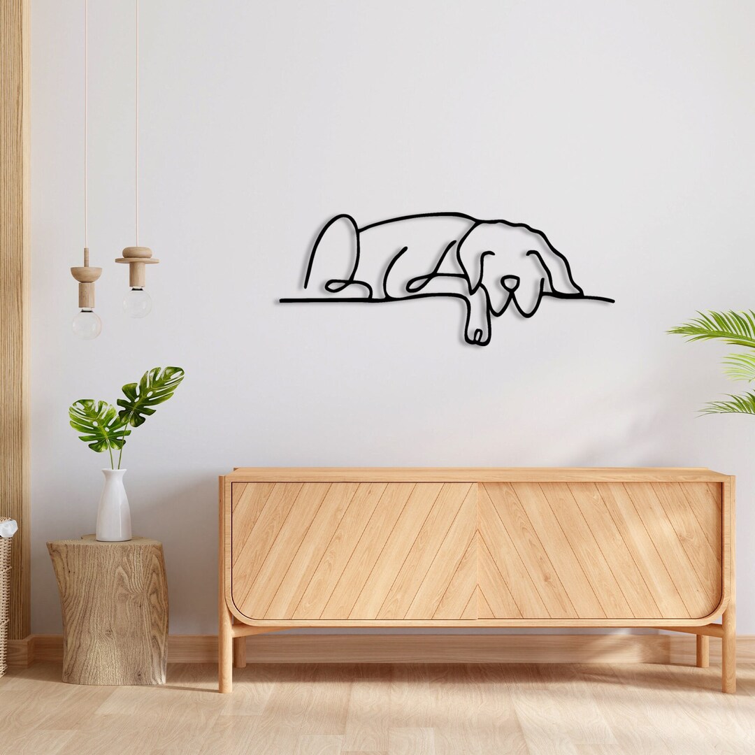 Dog Wall Decor Metal Dog Metal Line Art Dog Metal Home Etsy