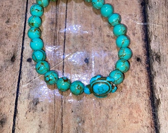 Handmade Turquoise beaded elastic bracelet