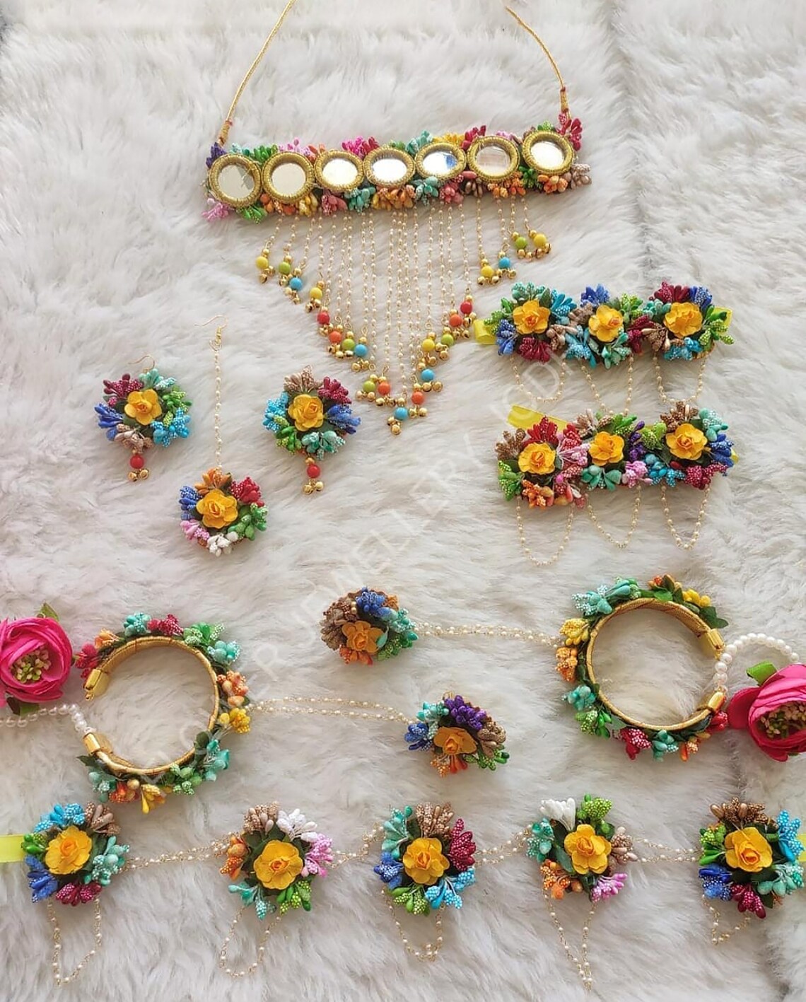 Handmade flower jewellery indian jewelry for haldi flower Etsy