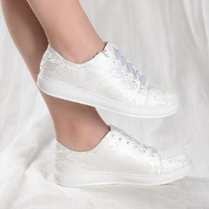 Sporty Bridal Sneakers: Comfortable White Wedding Shoes
