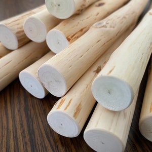 Pu&ograve; includere: Una collezione di tasselli di legno di colore chiaro, ciascuno con un aspetto naturale e non rifinito. Le estremit&agrave; sono tagliate in modo pulito, rivelando la venatura del legno. I tasselli sono disposti in modo leggermente sovrapposto.