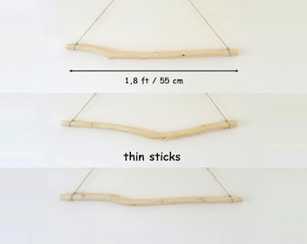 Curved 1,8 ft Thin Stick Macrame Hanging Dowel Peeled Wood Sticks for Hangings Tapestries and Craft Projects From Real Branch Wooden Pole