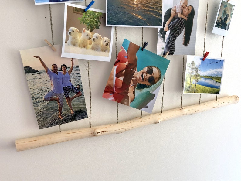 Twine Photo Display With Mini Pegs Natural Wood Photo Frame Etsy