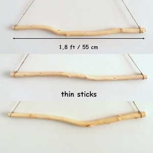 Gekrümmte 5,5 m dünne Stick-Makramee-Hängedübel geschälte Holzstäbe zum Aufhängen von Wandteppichen und Bastelprojekten aus echtem Ast-Holzstab