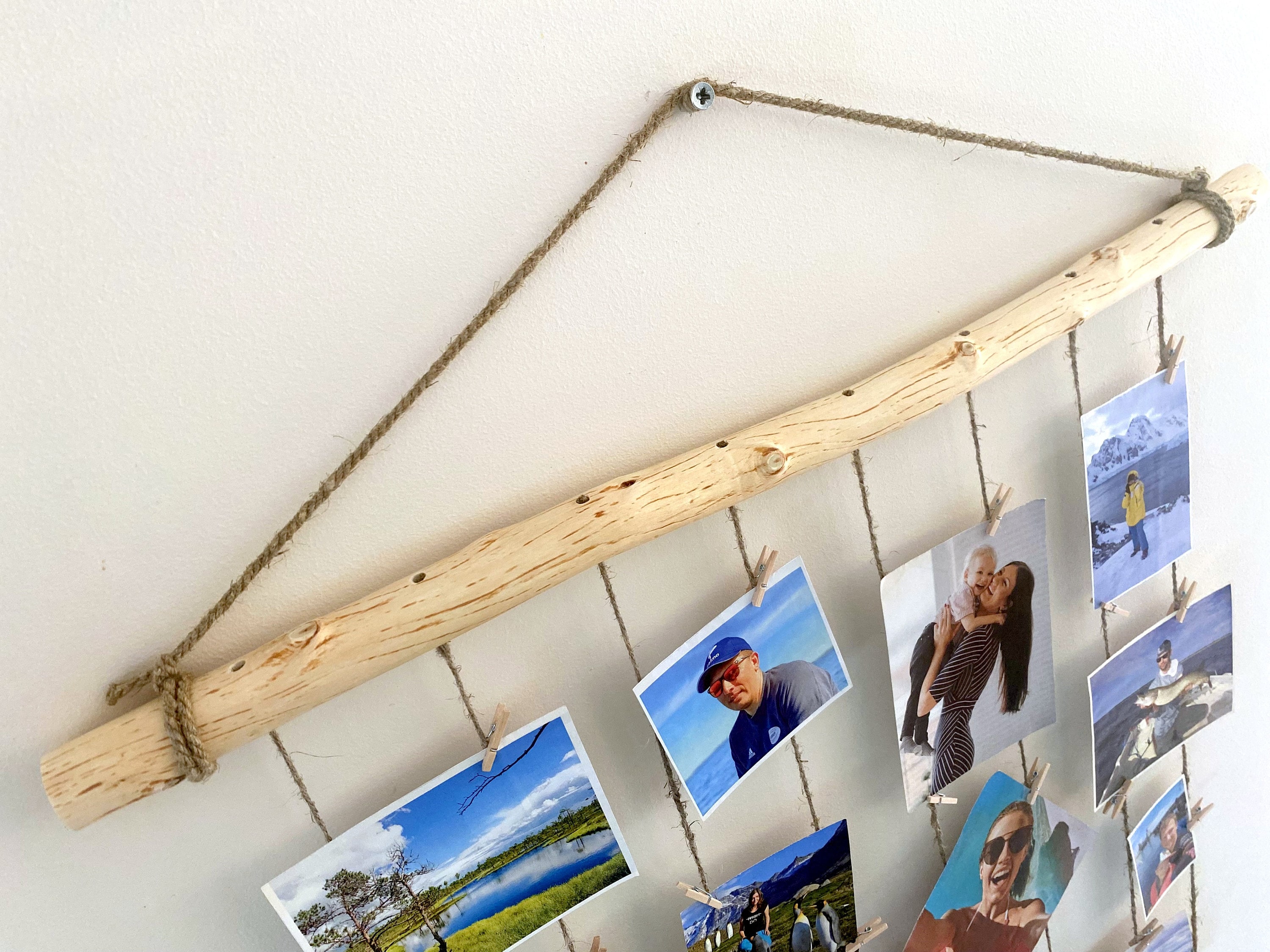 Natural Wood Photo Frame Twine Photo Display With Mini Pegs Etsy