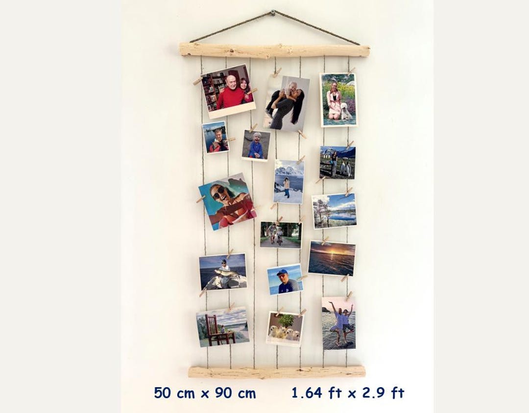 Birch Twig Photo Display: Handmade Twine Wall Decor With Mini Pegs - Etsy