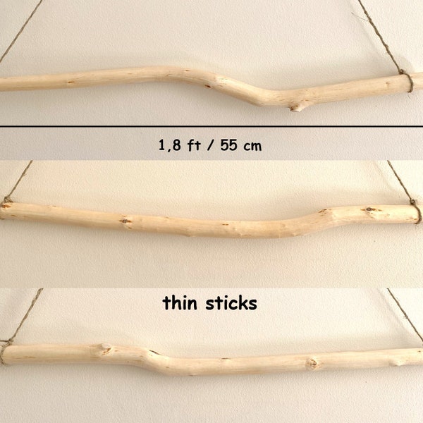 1,8ft / 55cm Wood Sticks for Hangings Tapestries and Craft Projects From Real Branch Curved Stick Macrame Hanging Dowel Peeled Wooden Pole