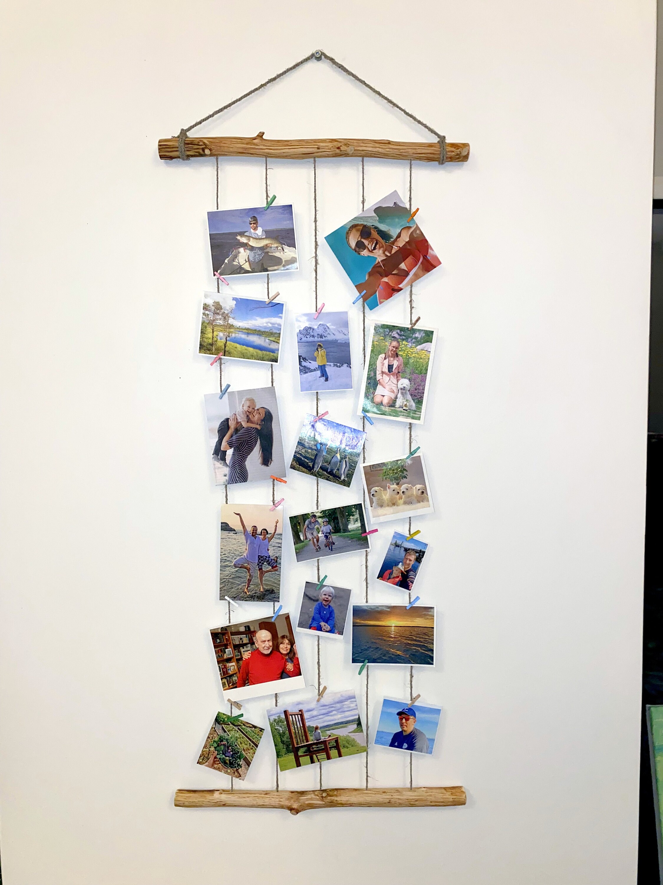 Natural Wood Photo Frame Twine Photo Display With Mini Pegs Etsy