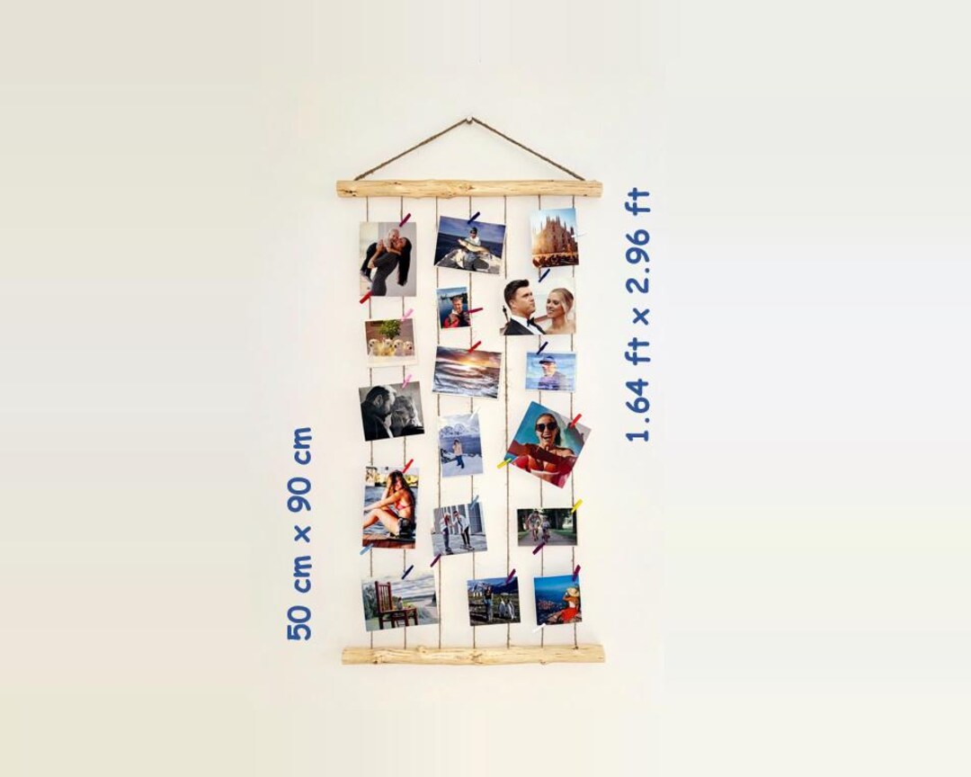 Handmade Birch Twig Photo Display Mini Pegs, Wall Decor (50 Cm X 90 Cm ...