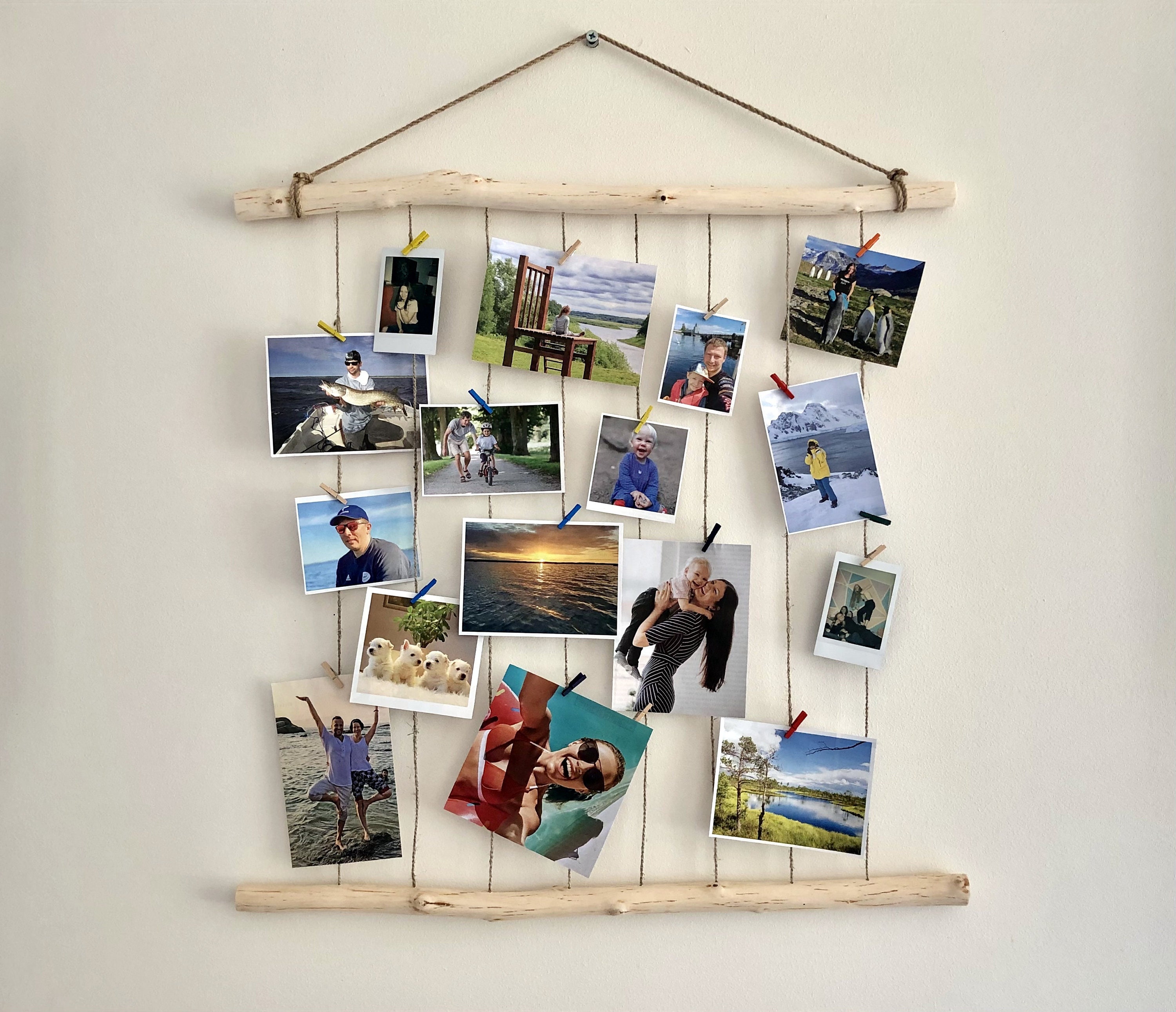 Diy Photo Wall Deocration Kit avec Clips en Bois Colorés 10 Mètres Corde  Photo Ficelle