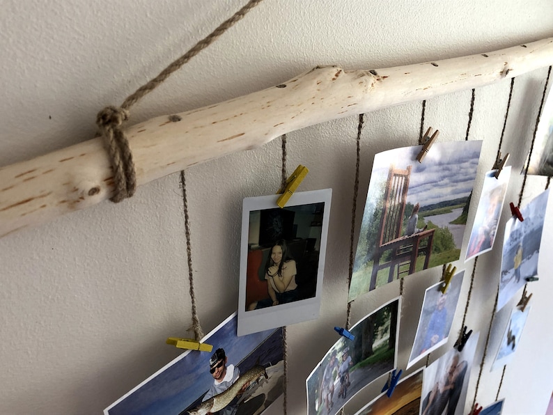 Twine Photo Display With Mini Pegs Natural Wood Photo Frame Etsy