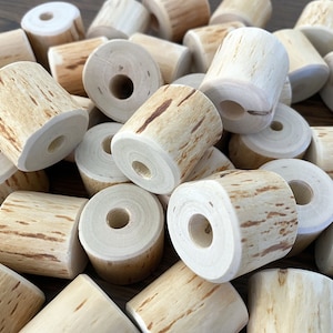Large Wooden Beads Set (8psc) of Custom Hole Beads from Natural Wood Bead for Macrame and Tapestries Set 8psc