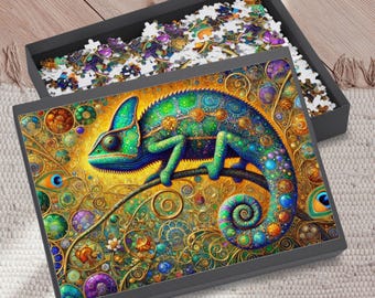 Green Luna Moth Botanical Puzzle: Morris-Style Art Nouveau