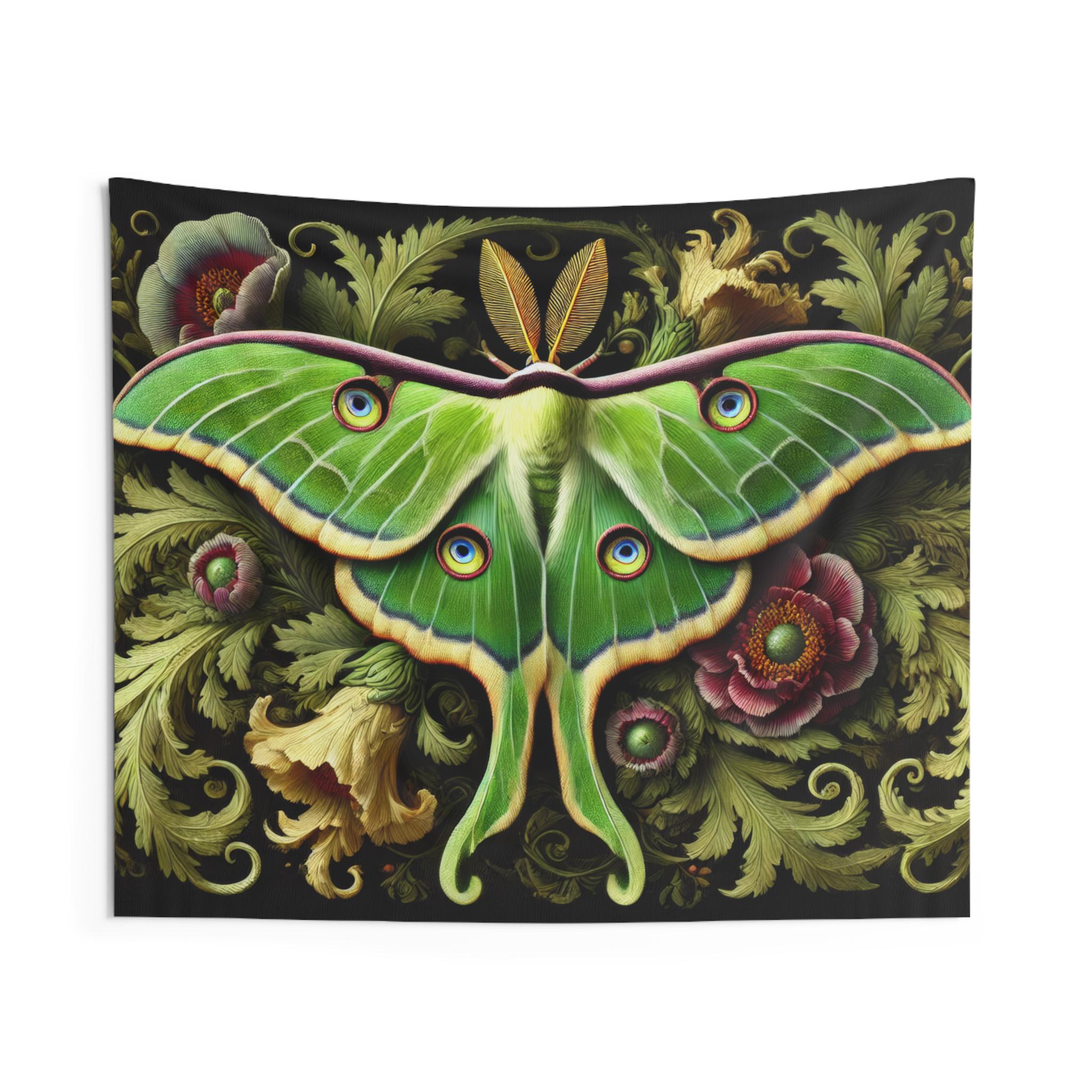 Morris-style Luna Moth Tapestry: Botanical Bohemian Wall Art - Etsy