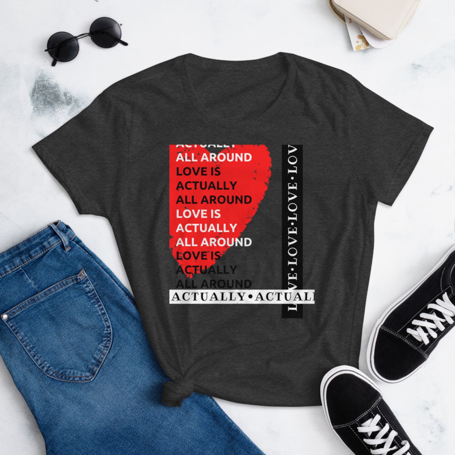 Love is Actually all around/lover gift/around love tshirt Etsy