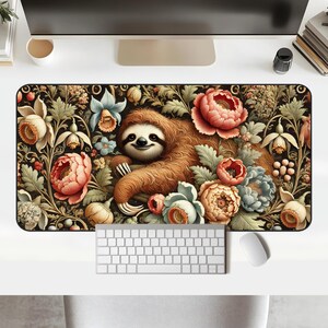 May include: A brown sloth with a happy expression is nestled in a bed of colorful flowers. The flowers are a mix of pink, red, blue, and yellow, and the background is a dark green.
