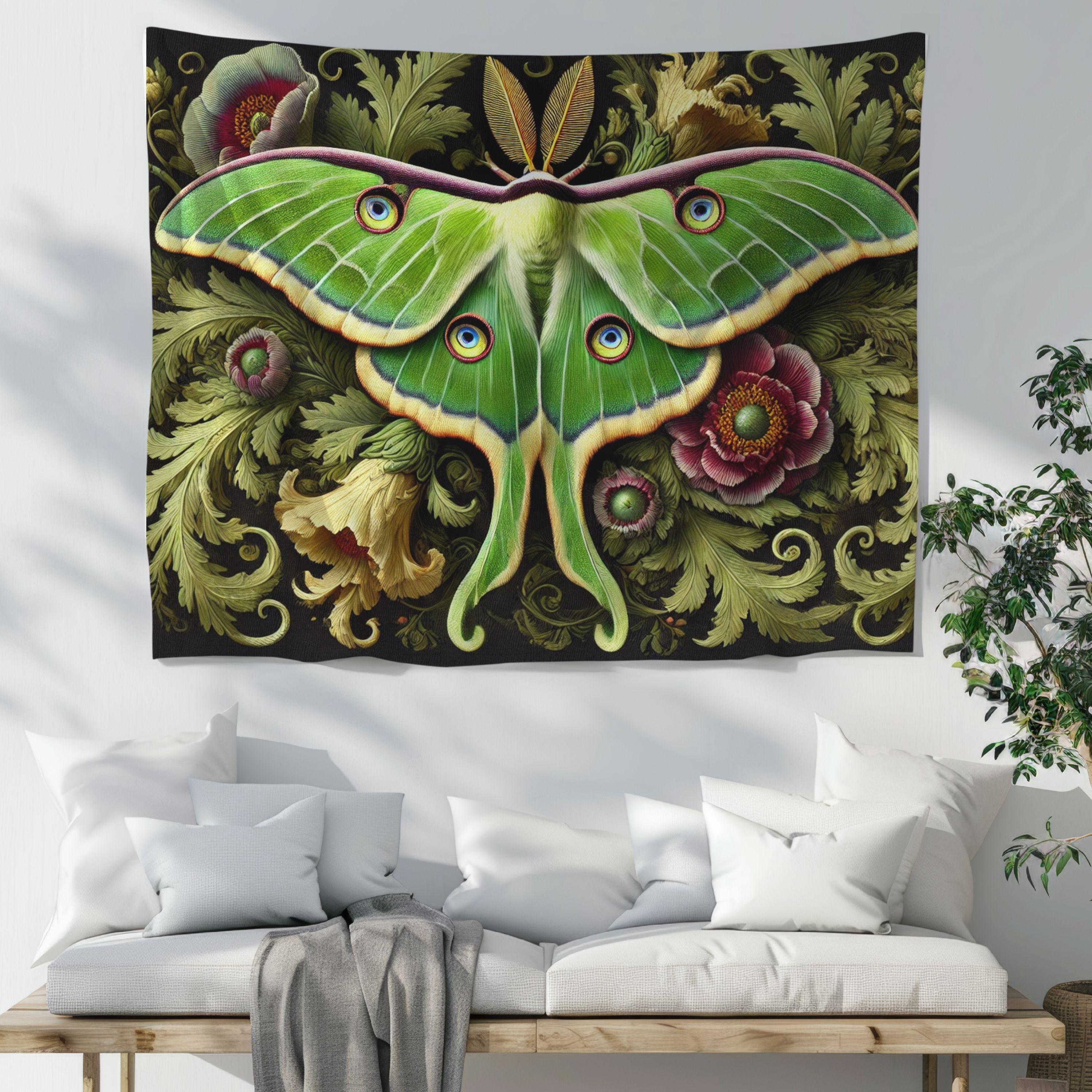 Morris-style Luna Moth Tapestry: Botanical Bohemian Wall Art - Etsy