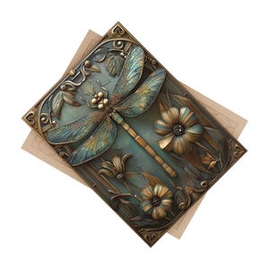 Art Nouveau Dragonfly 6x8 Ceramic Art Tile, Vintage Botanical Wall Decor image 6