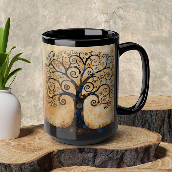 Mug Personnalisable Arbre De Vie Gustav Klimt - Cadeau Original Avec Prénom - 325 Ml