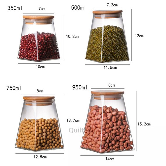 32OZ Glass Coffee Beans Jars Decorative Canister with Vintage Wooden  Airtight Lid Glass Storage Containers for Tea Spiced Nuts Sugar Candy 