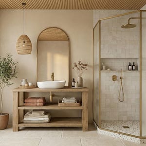 Bramley Solid Wood Bathroom Vanity With Shelf