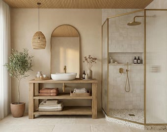 Bramley Solid Wood Bathroom Vanity With Shelf