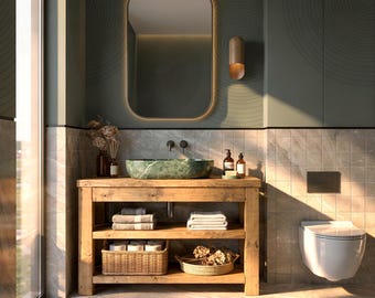 TERO Solid Wood Bathroom Vanity With Shelf