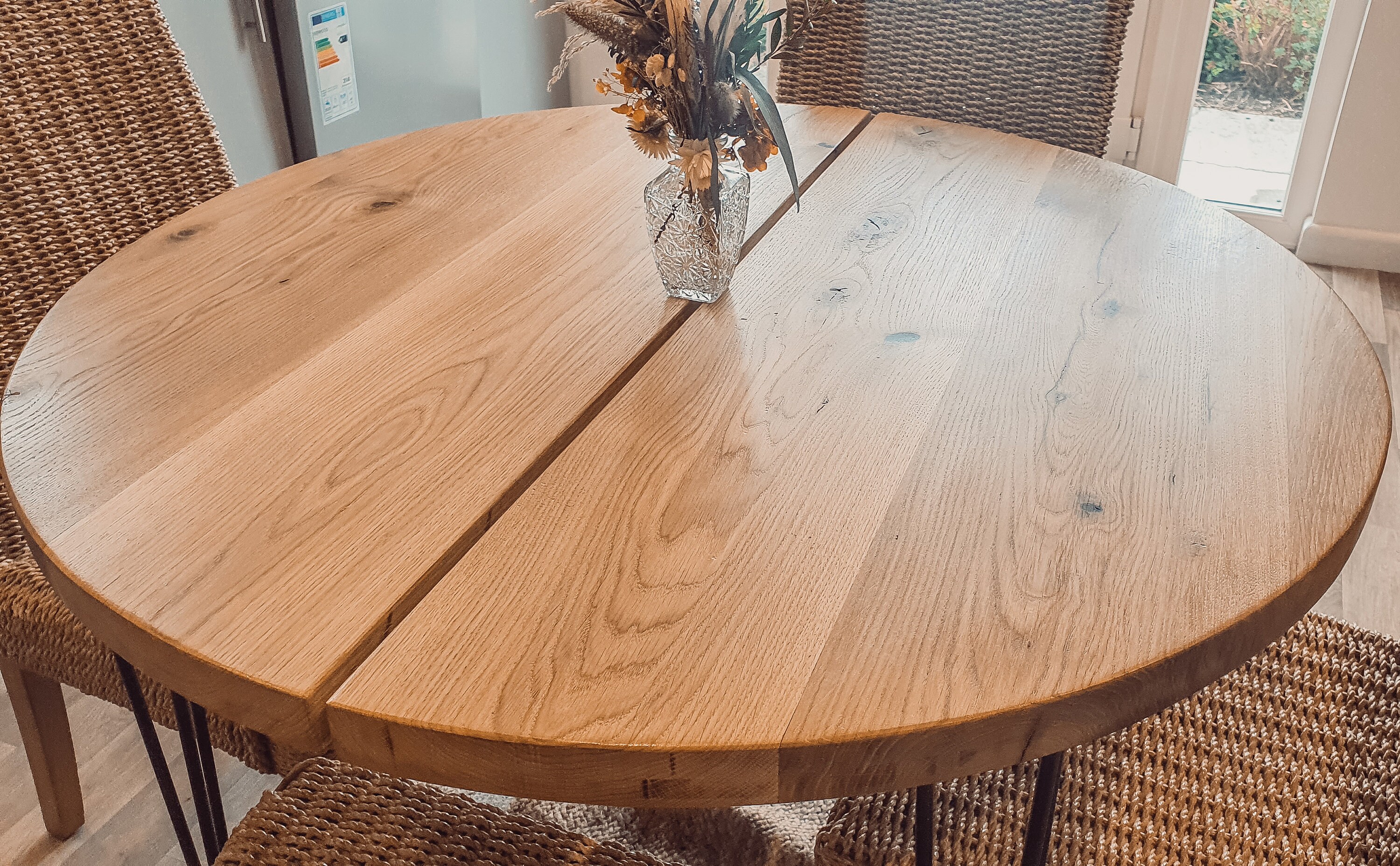 Solid Oak Round Dining Table - Etsy UK