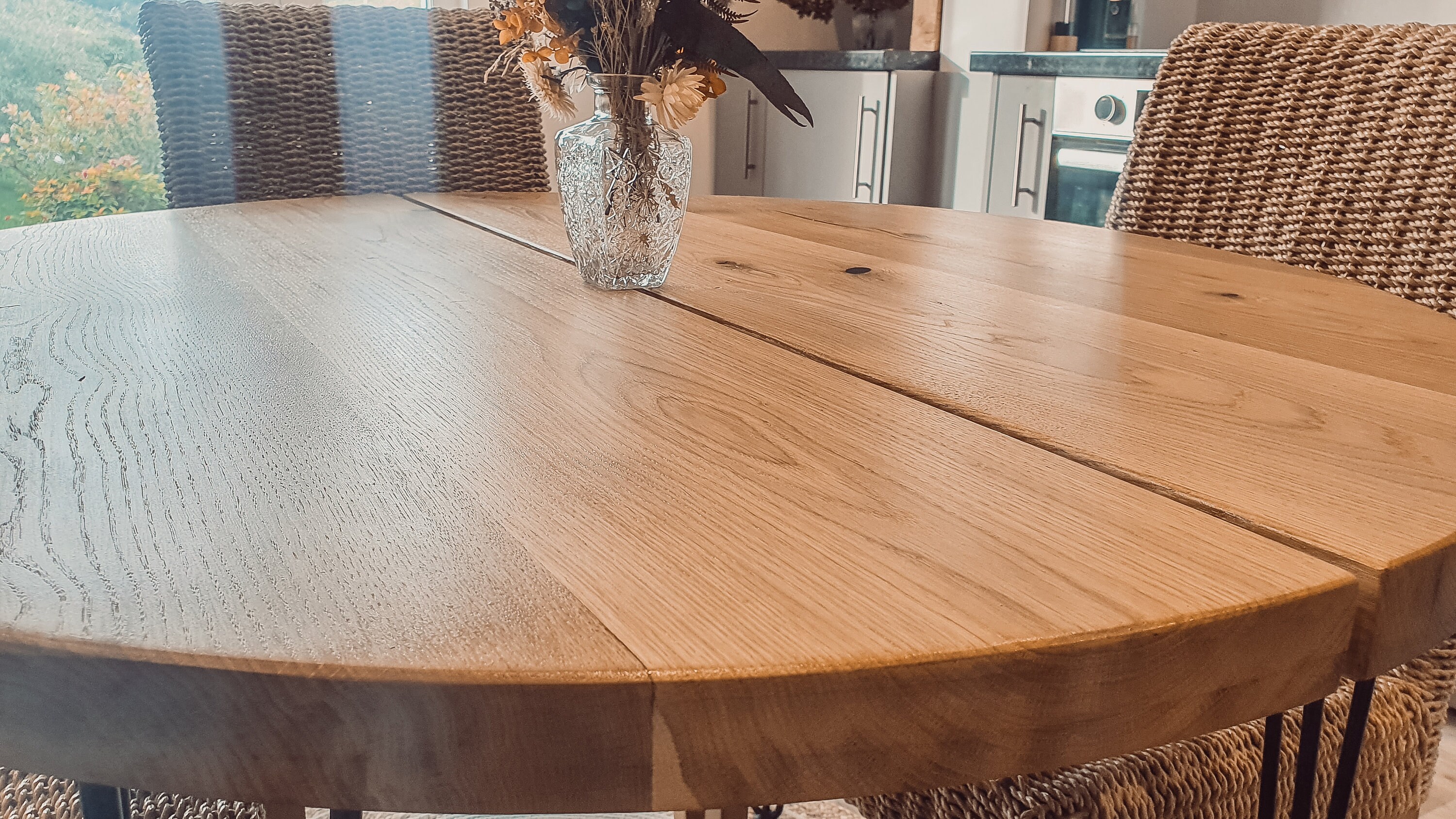 Solid Oak Round Dining Table - Etsy UK