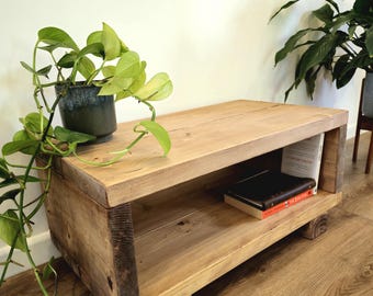 TORIE Solid Wood Tv Unit / Rustic Handmade Tv Unit / Timber Tv Stand / Coffee Table / Handmade Coffee Table / Chunky Tv Unit