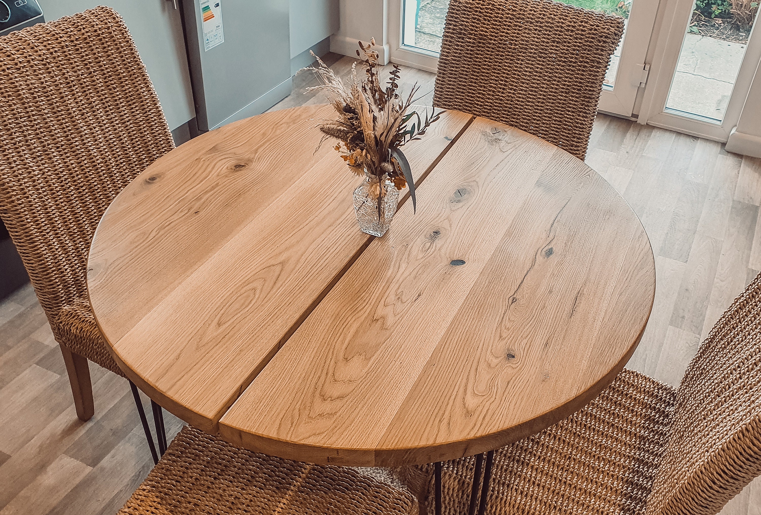 Solid Oak Round Dining Table - Etsy UK