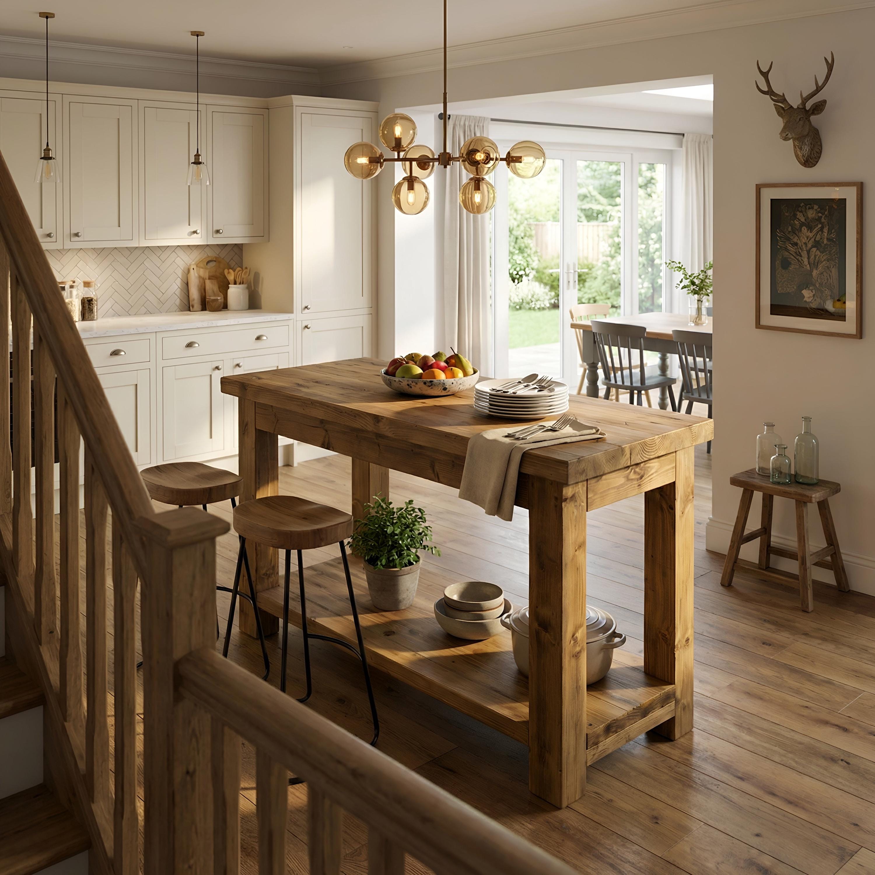 ISLAND - Rustic Kitchen Island Solid Wood Table - Etsy UK