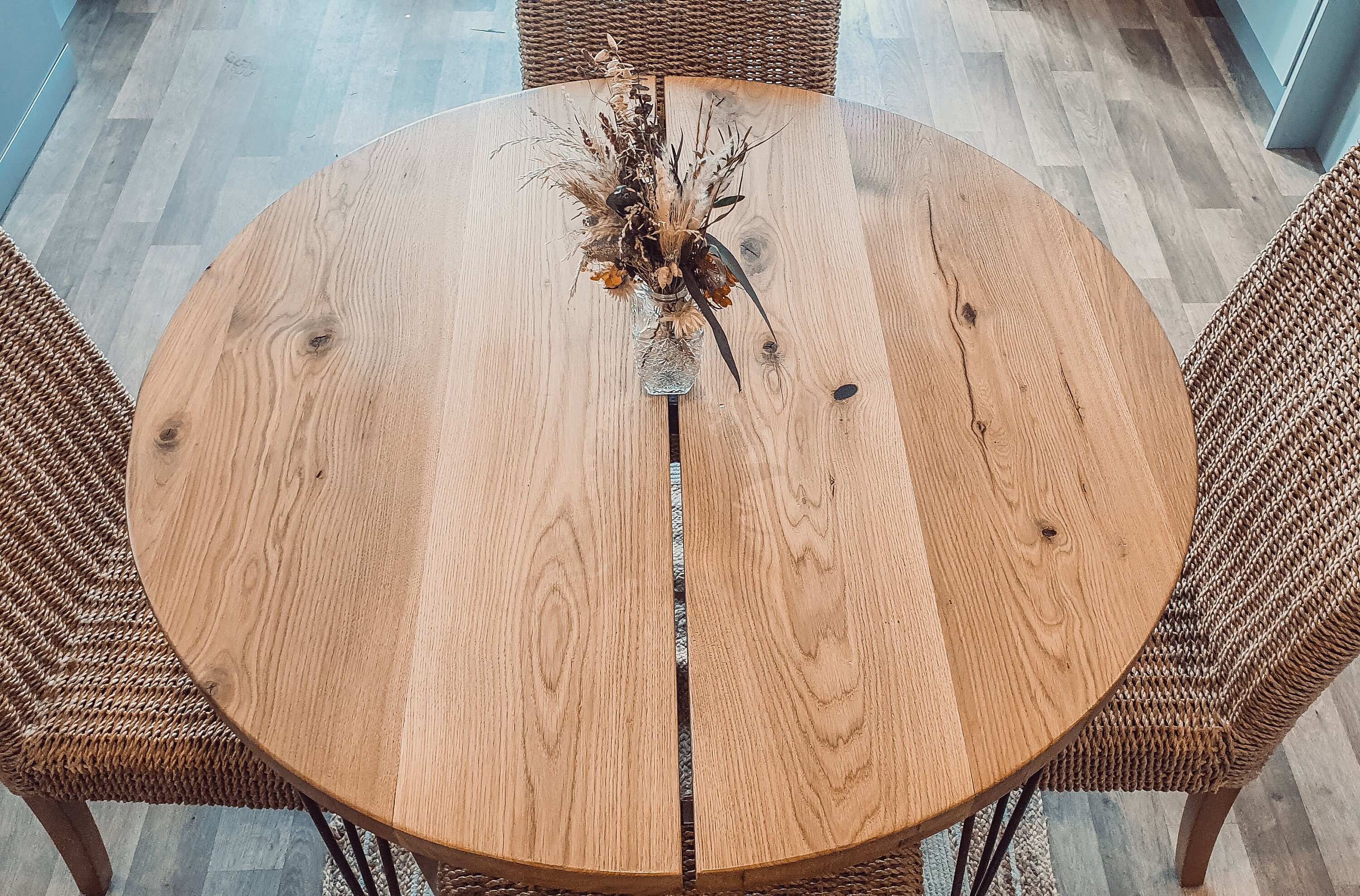 Solid Oak Round Dining Table - Etsy UK