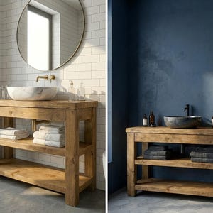 TERO Solid Wood Bathroom Vanity With Shelf Bild 12