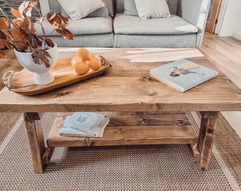 Cottage Style Coffee Table With Shelf
