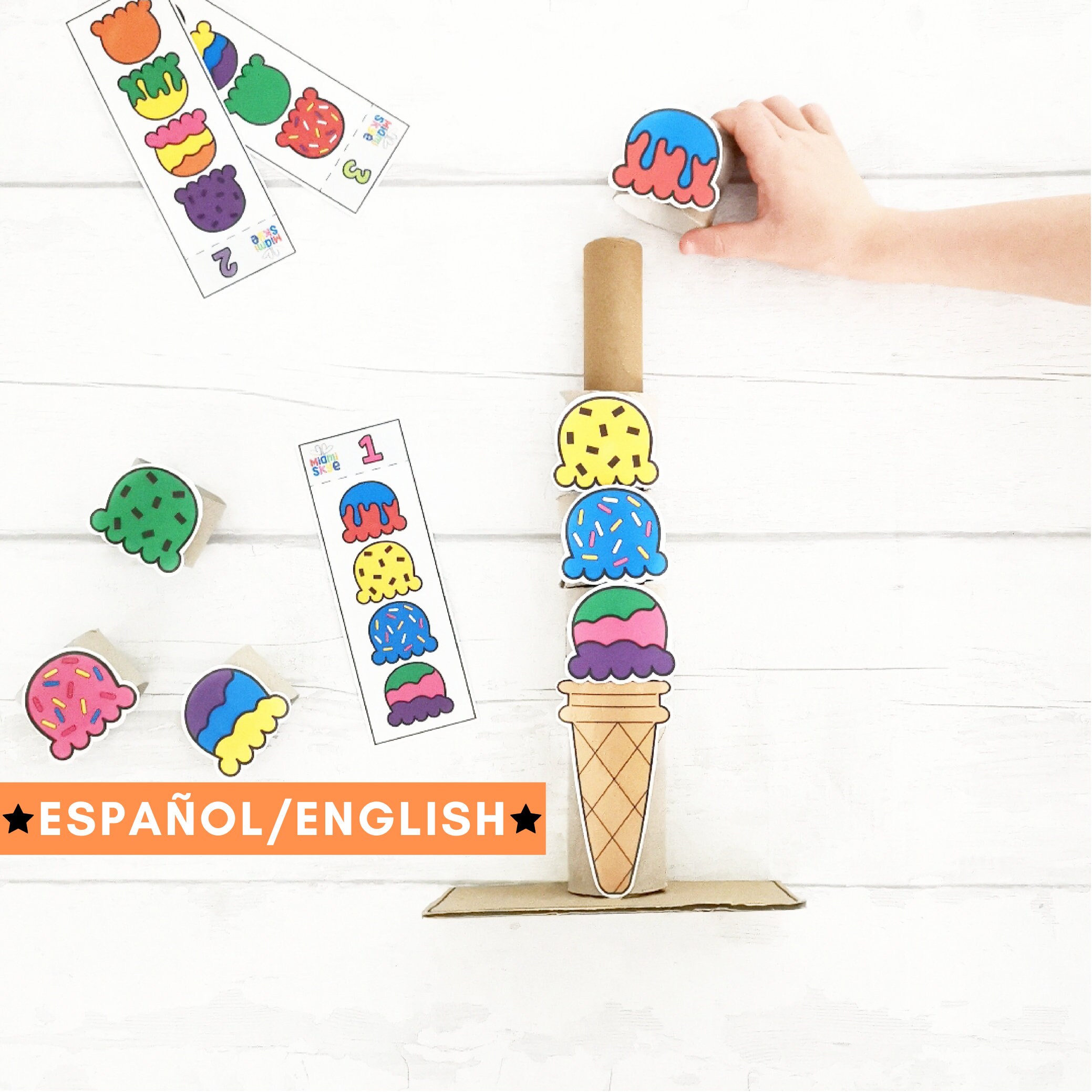 Ice Cream Stack Spanish/english Included Etsy