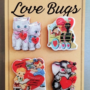 LOVE BUGS. vintage valentines  magnet set