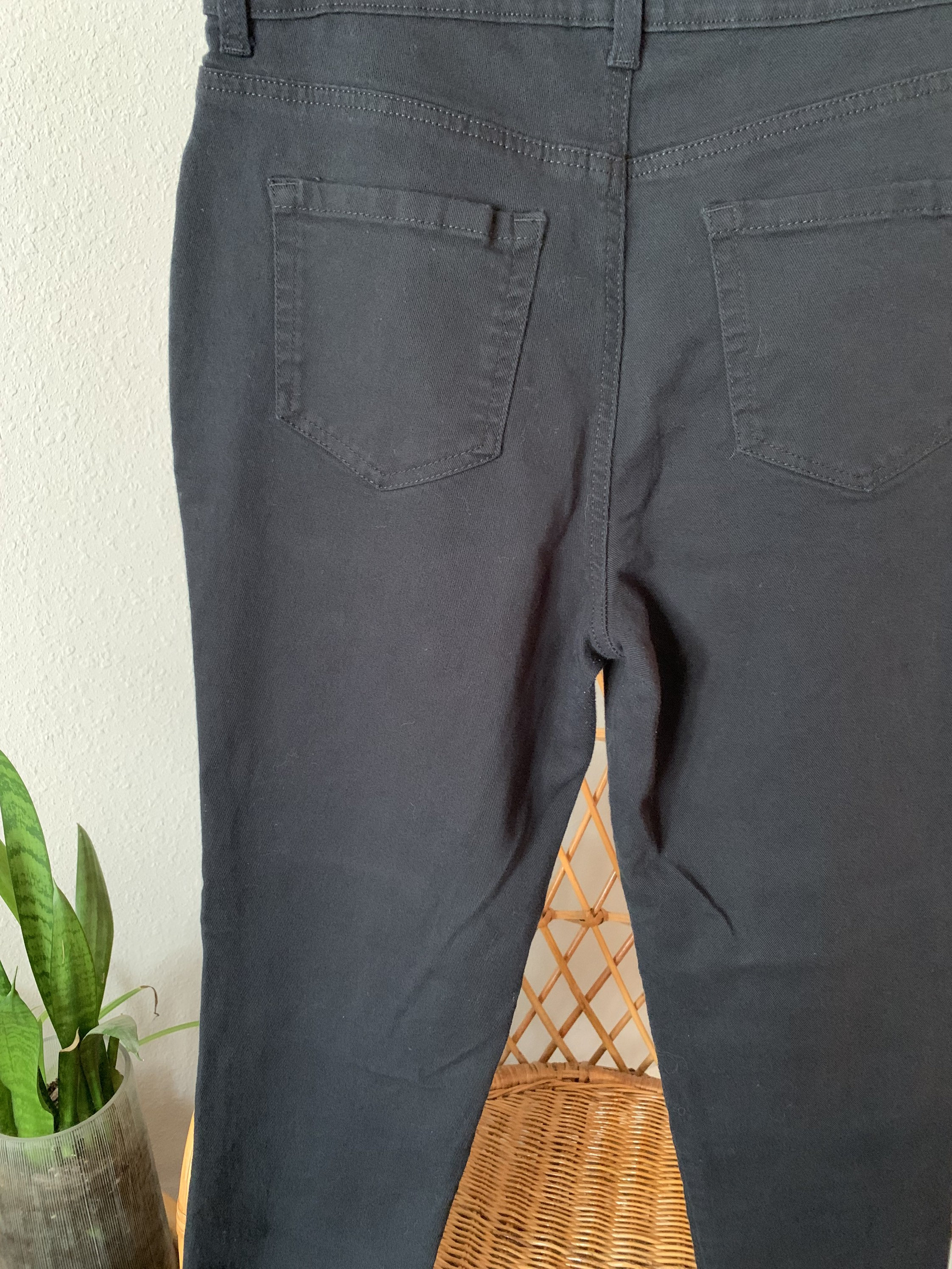 Black straight leg high waist cropped frayed ends jeans Etsy