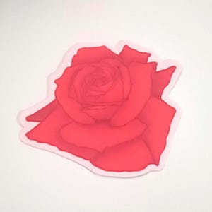 Red Rose Glossy Sticker | Romantic Valentine’s Day Decal | Floral Vinyl Sticker for Laptops, Journals, and Gifts