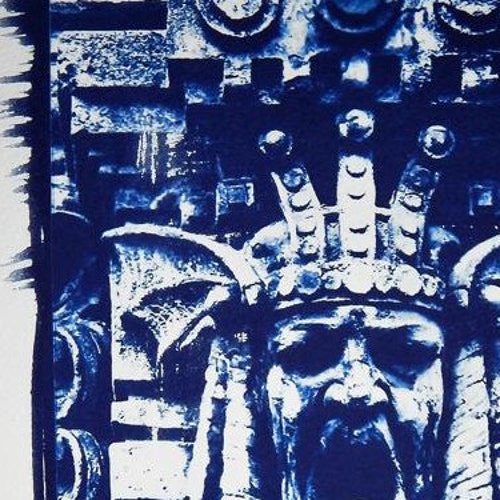 Tableau Abstrait Monochrome Cyanotype Original Signé GARV - 42x30 Cm